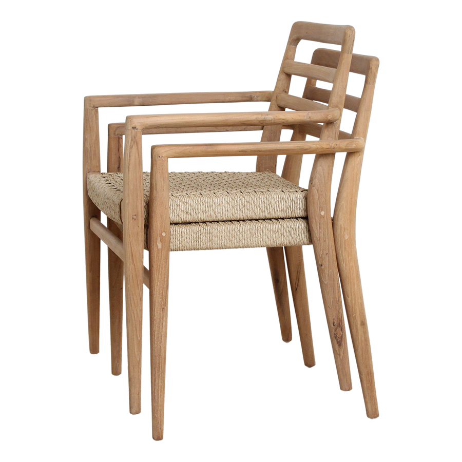 Verano teak tuinstoel met armleuning Naturel set van 2