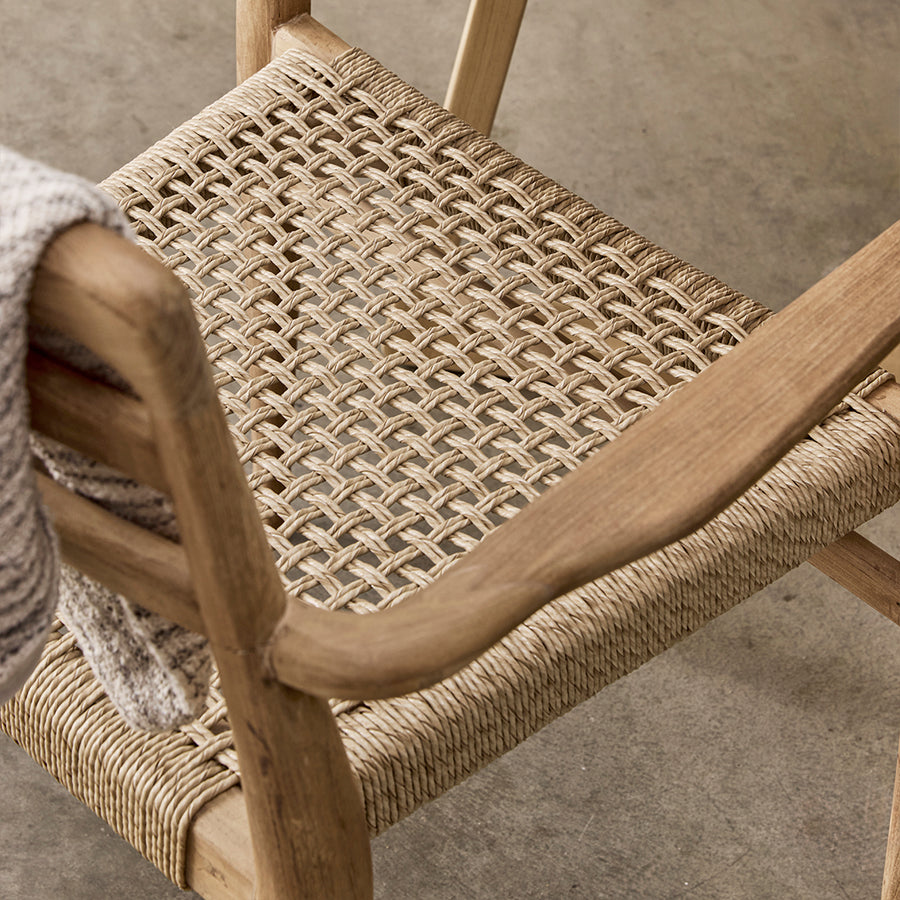 Verano teak tuinstoel met armleuning Naturel set van 2