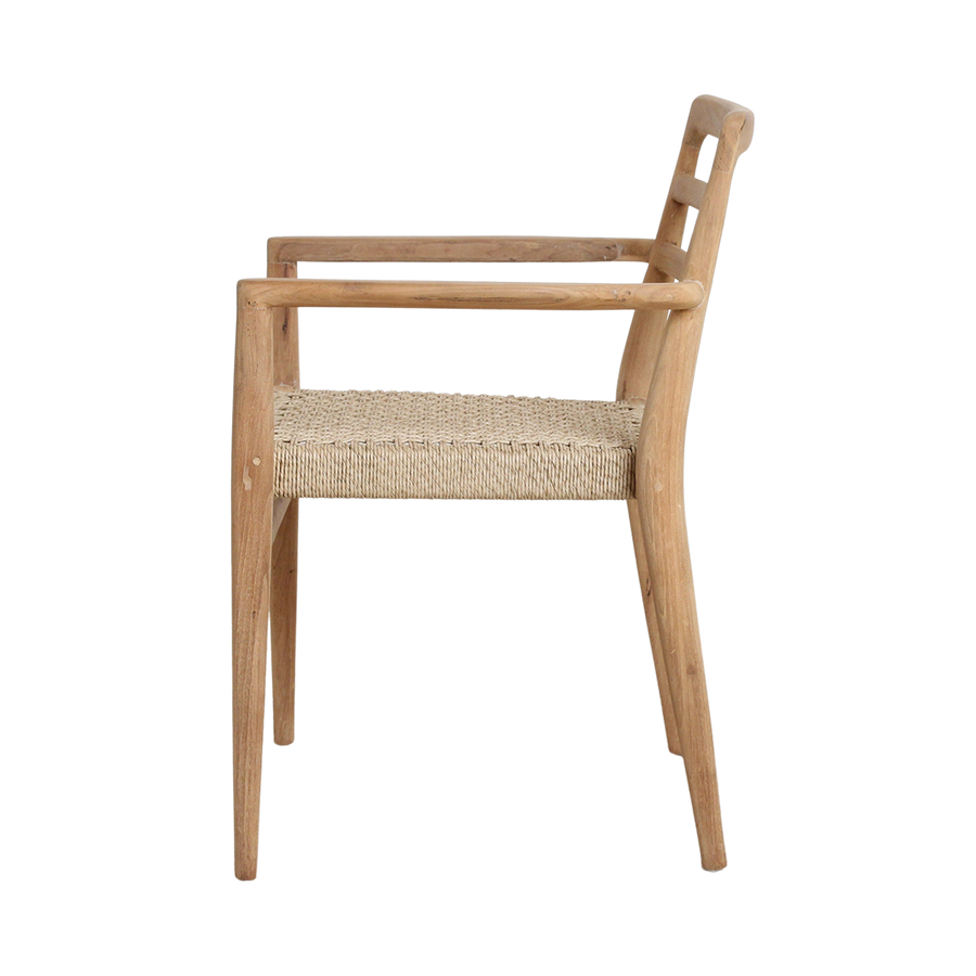 Verano teak tuinstoel met armleuning Naturel set van 2