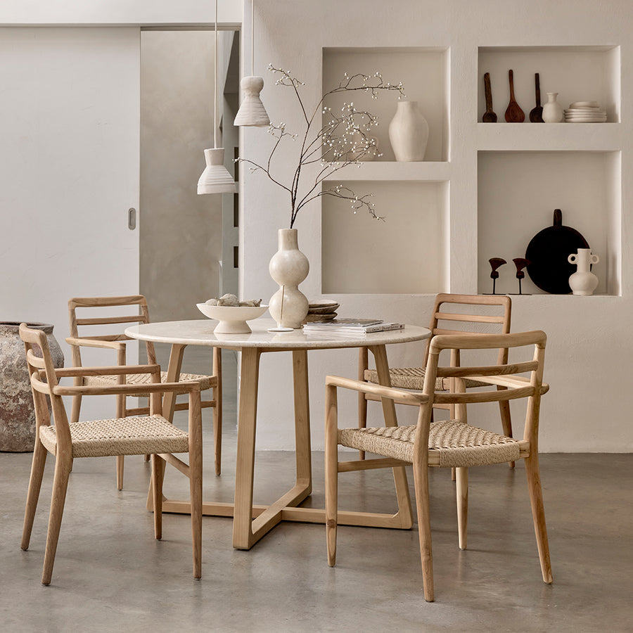 Verano teak tuinstoel met armleuning Naturel set van 2