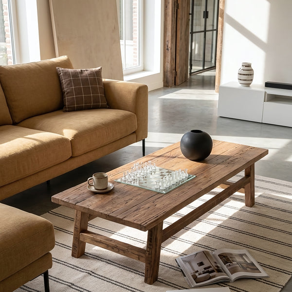 Farmwood houten salontafel rechthoek - 140x60x35 cm