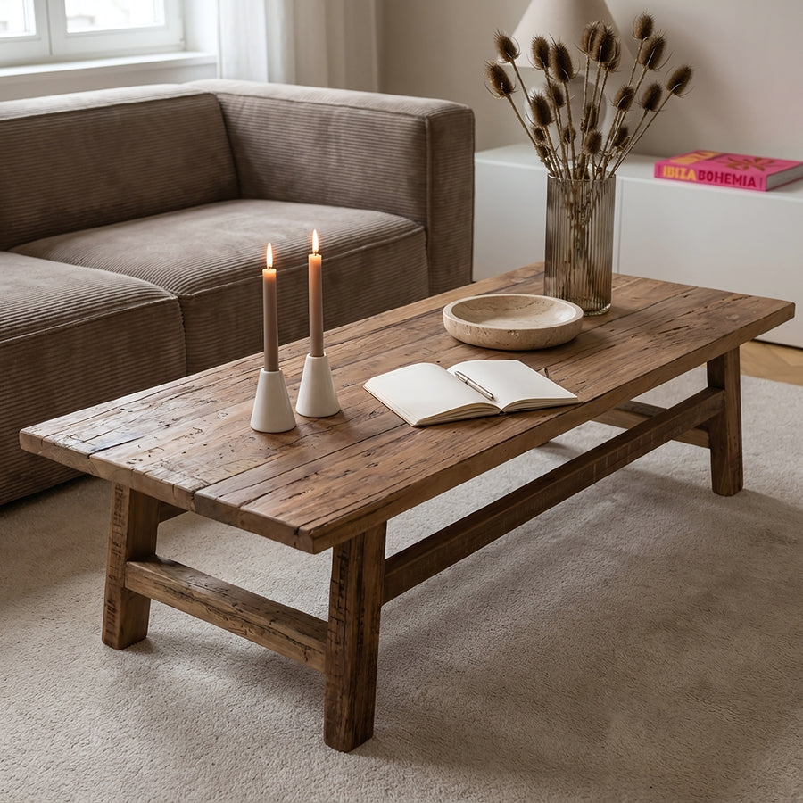 Farmwood houten salontafel rechthoek - 140x60x35 cm