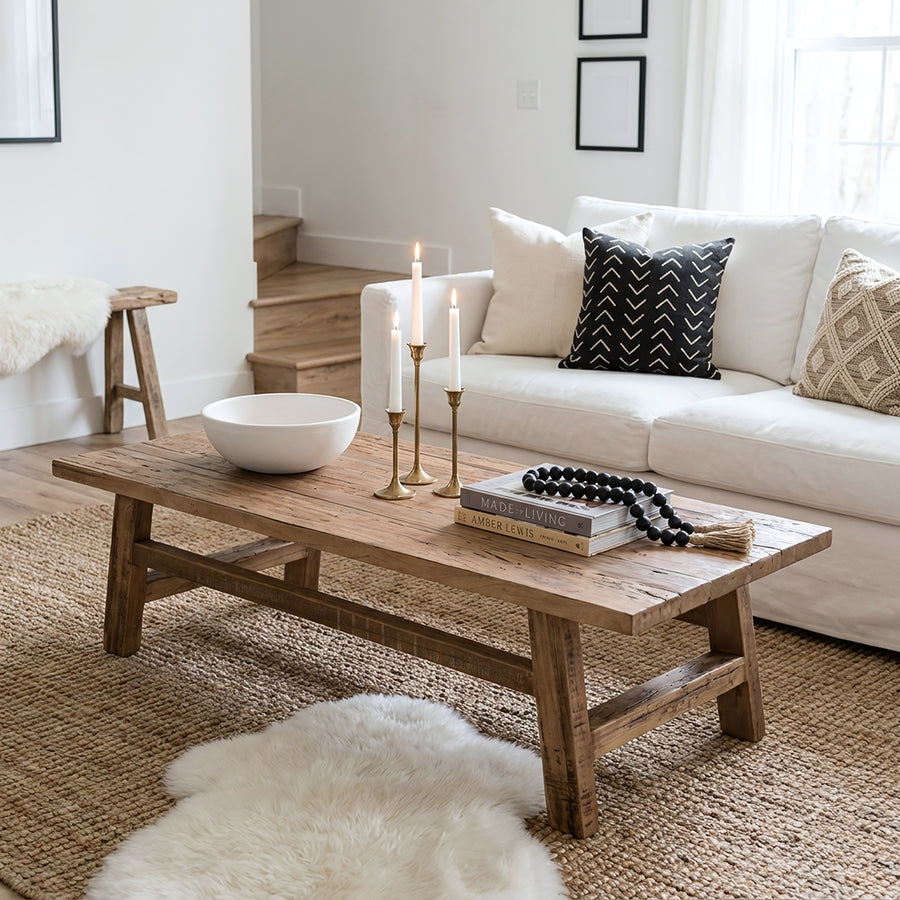 Farmwood houten salontafel rechthoek - 140x60x35 cm