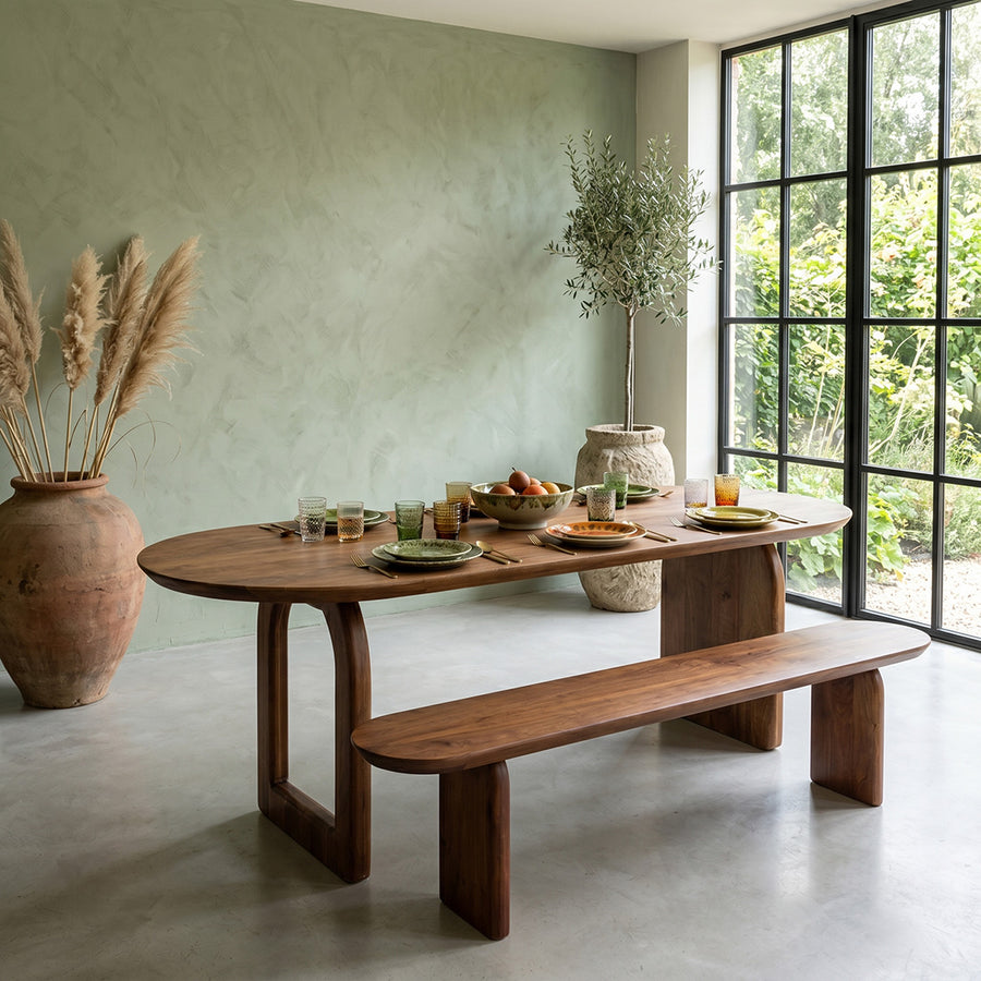 Bullnose dining table brown 180 mix base