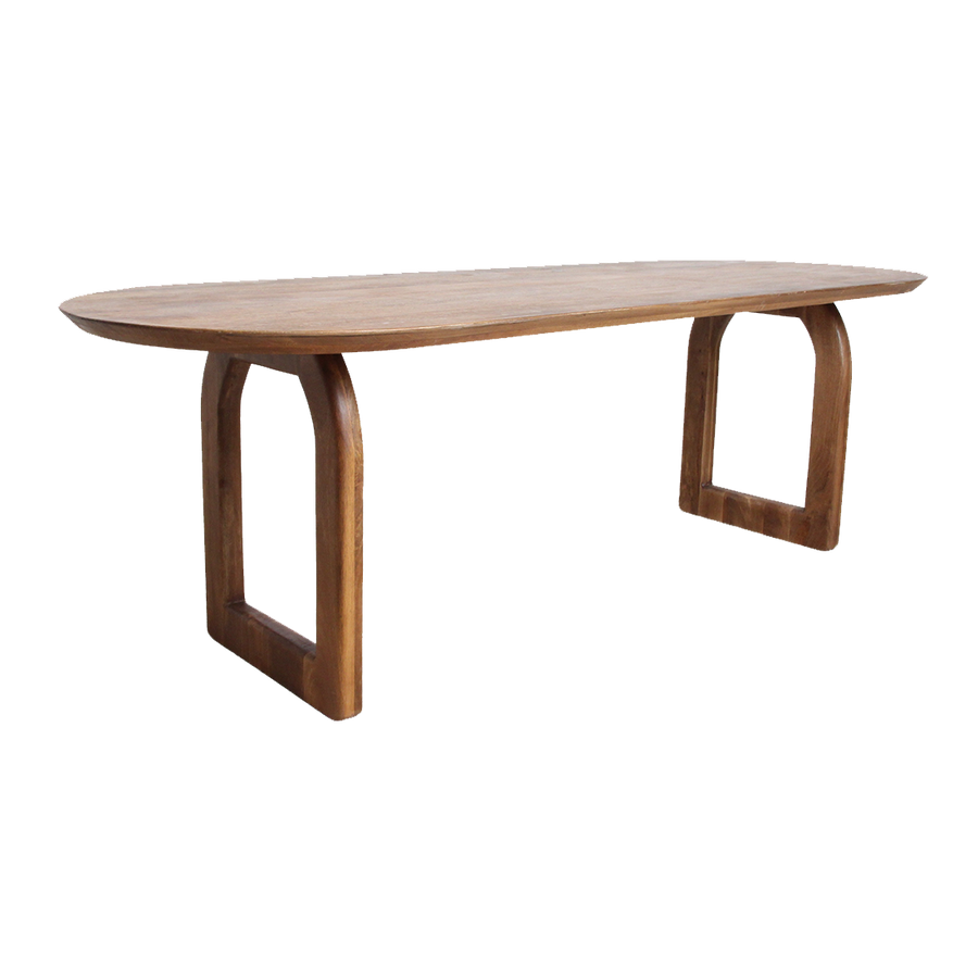 Bullnose dining table brown 180 open base