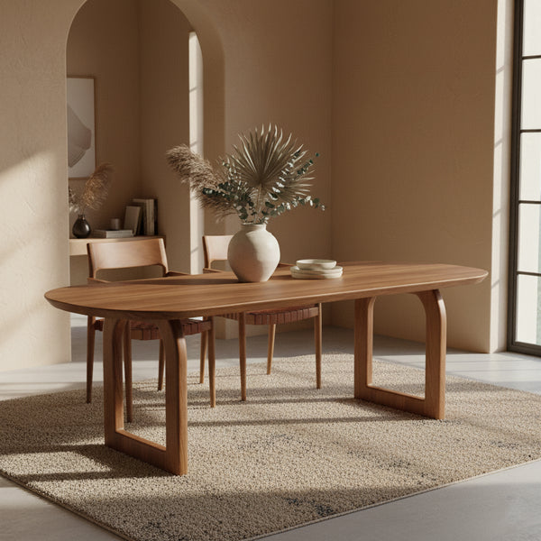 Bullnose dining table brown 180 open base