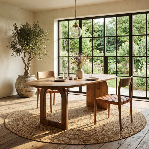 Bullnose dining table brown 200 mix base