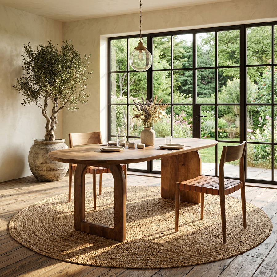 Bullnose dining table brown 200 mix base