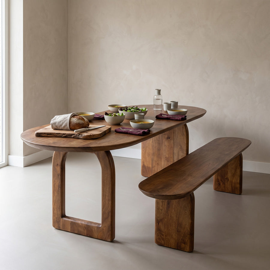 Bullnose dining table brown 200 mix base