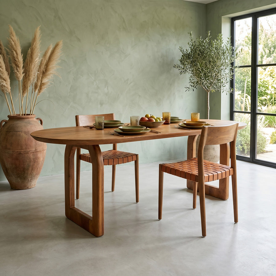 Bullnose dining table brown 200 open base
