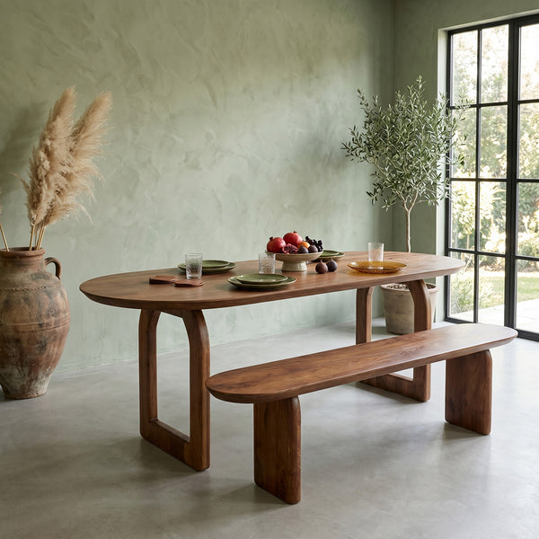 Bullnose dining table brown 200 open base
