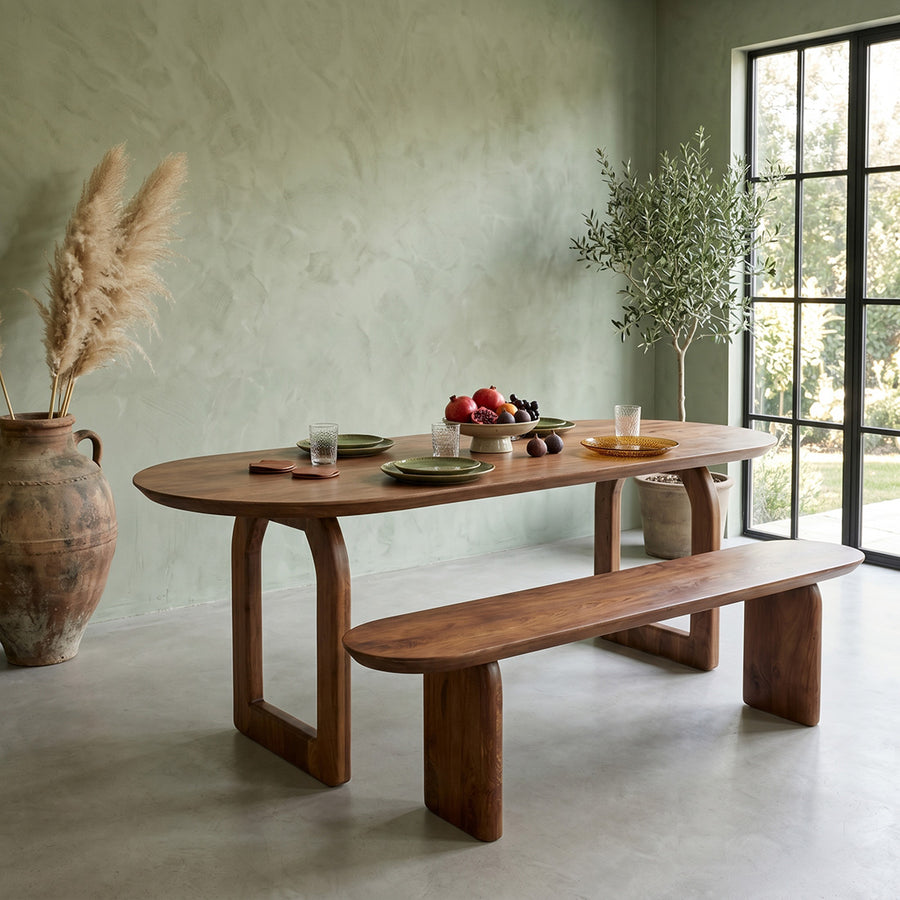 Bullnose dining table brown 200 open base