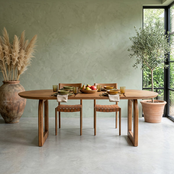 Bullnose dining table brown 200 open base