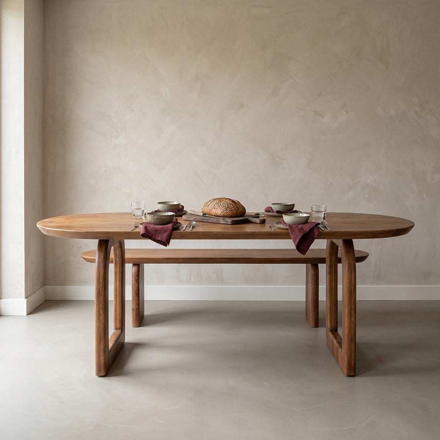 Bullnose dining table brown 200 open base