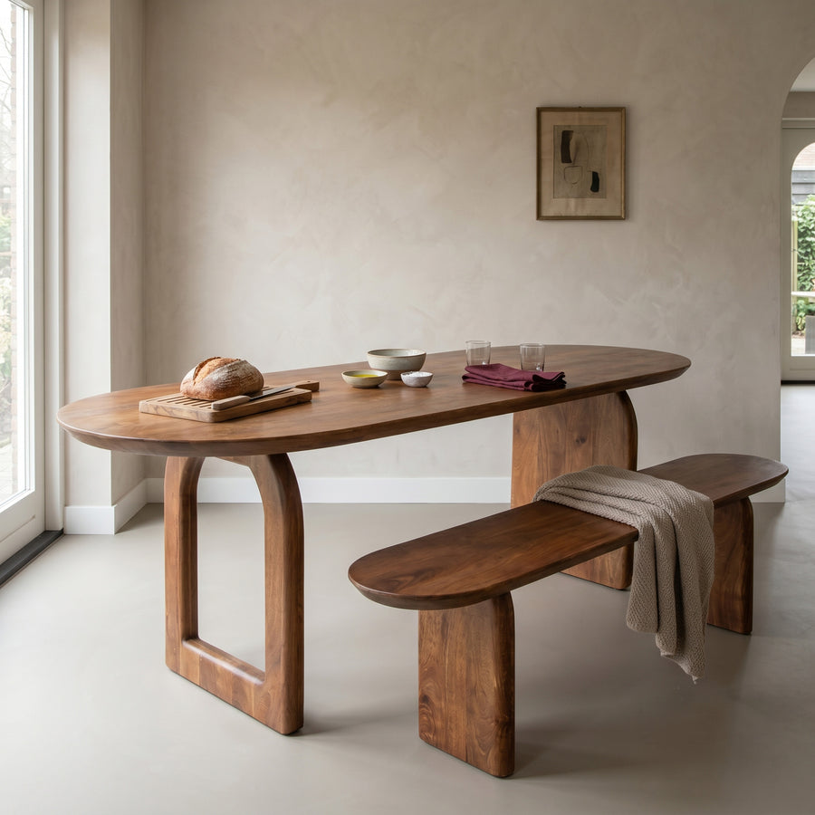 Bullnose dining table brown 240 mix base