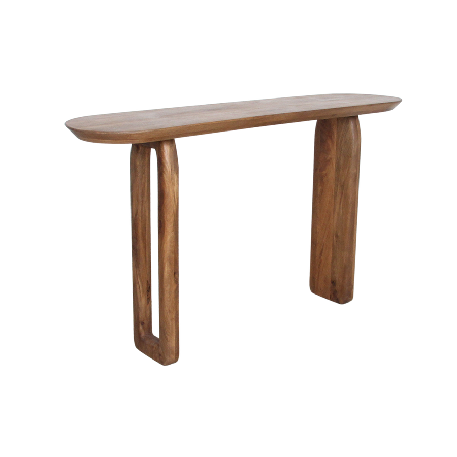 Bullnose mangohouten wandtafel bruin140x35x80 cm