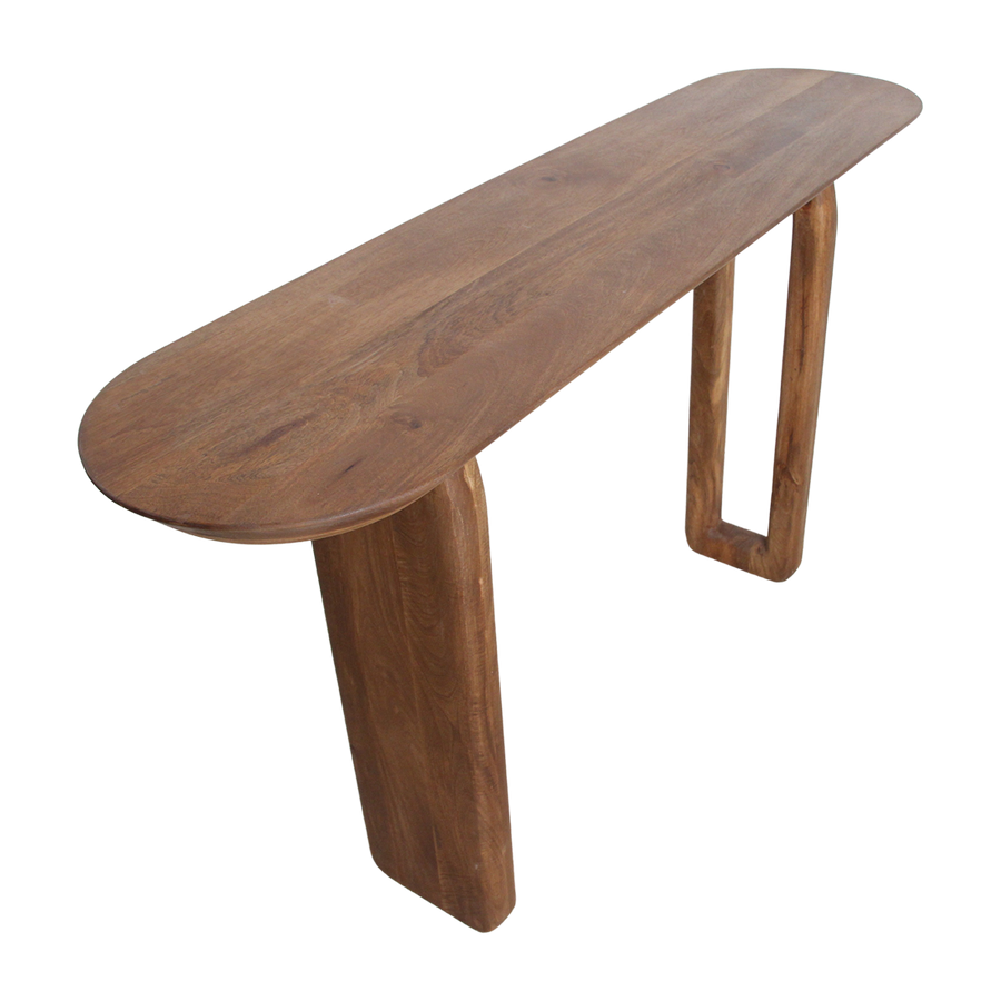 Bullnose mangohouten wandtafel bruin140x35x80 cm