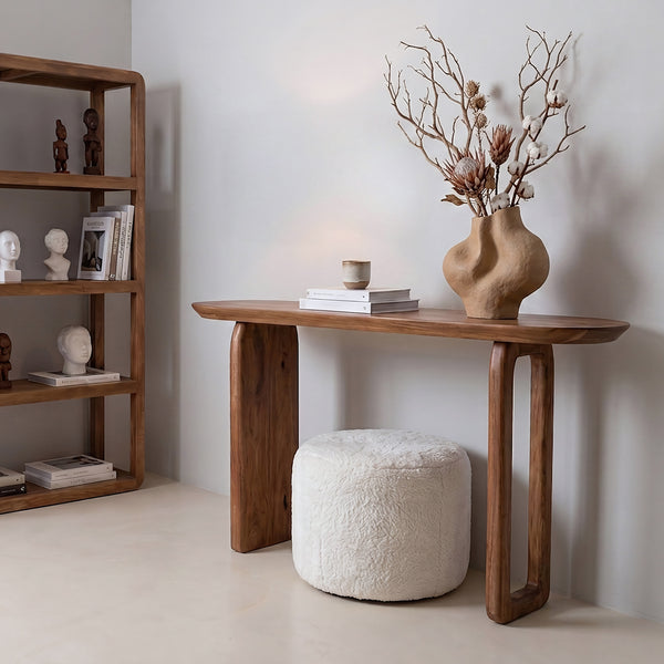 Bullnose mangohouten wandtafel bruin140x35x80 cm