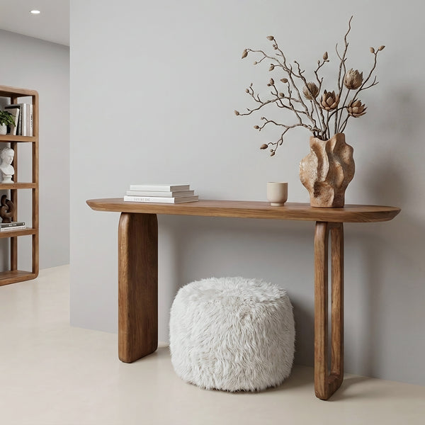Bullnose mangohouten wandtafel bruin140x35x80 cm
