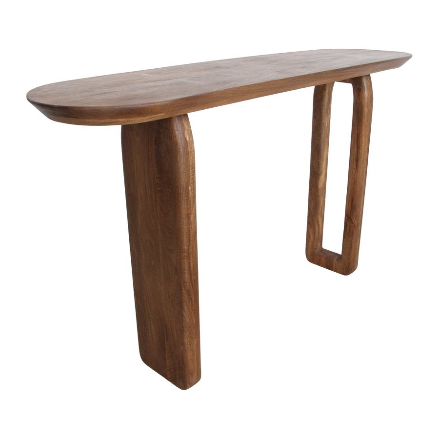 Bullnose mangohouten wandtafel bruin140x35x80 cm