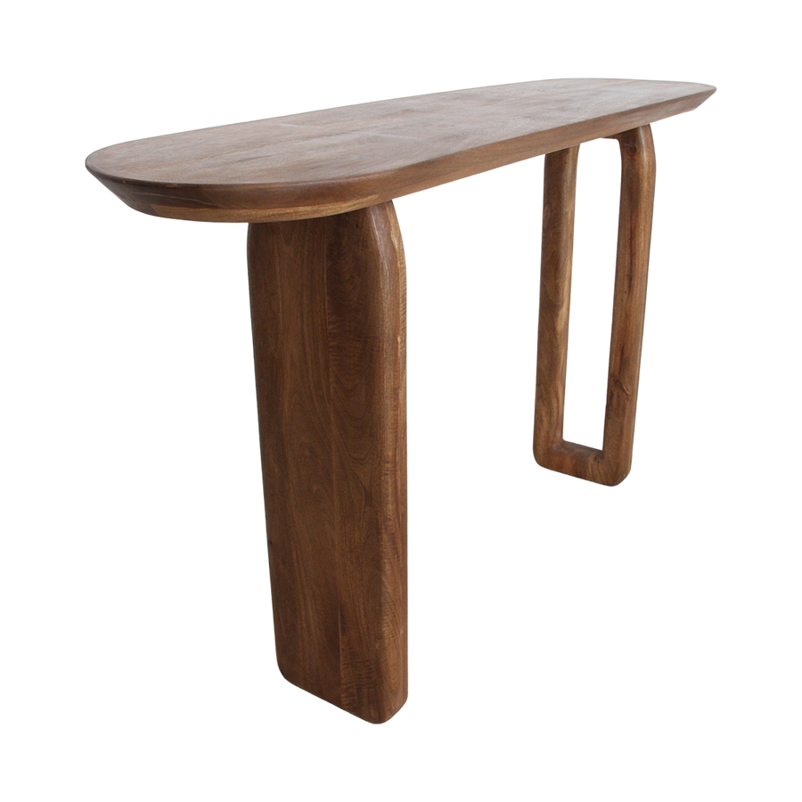Bullnose mangohouten wandtafel bruin140x35x80 cm