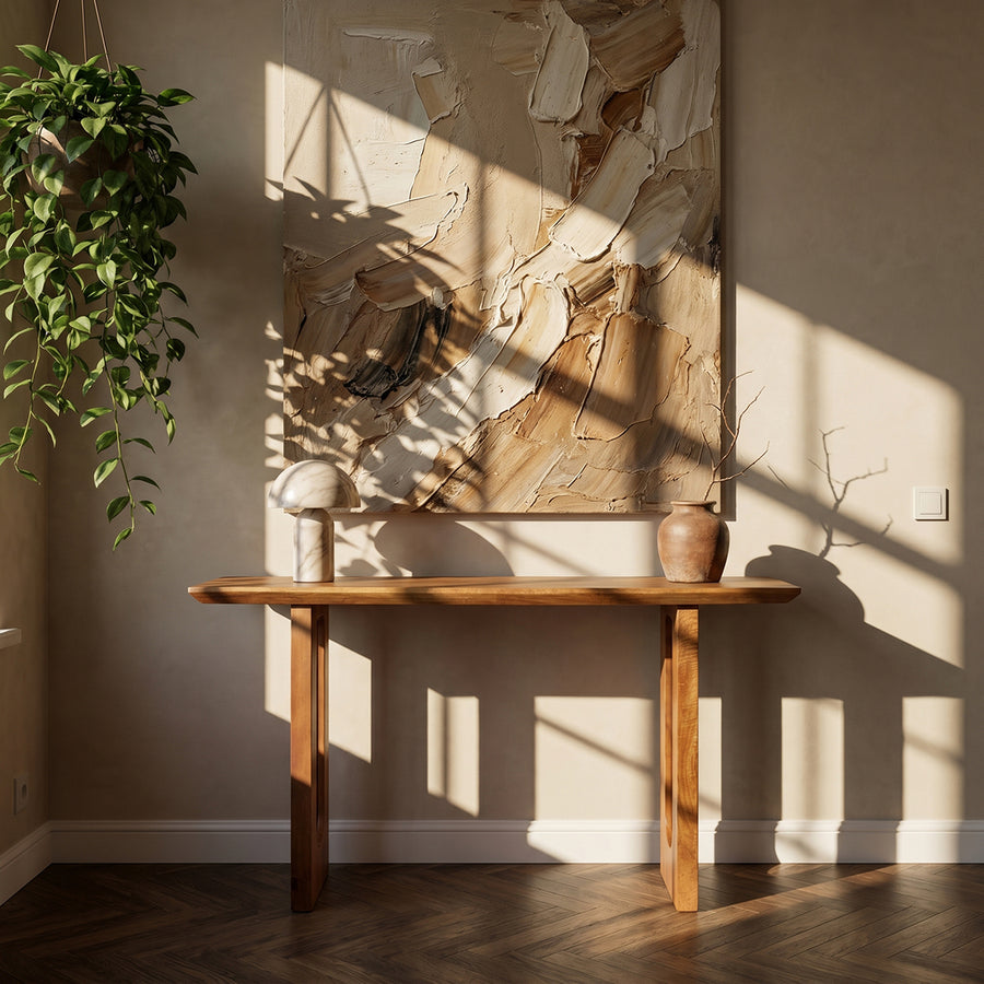 Bullnose chamfered mangohouten wandtafel