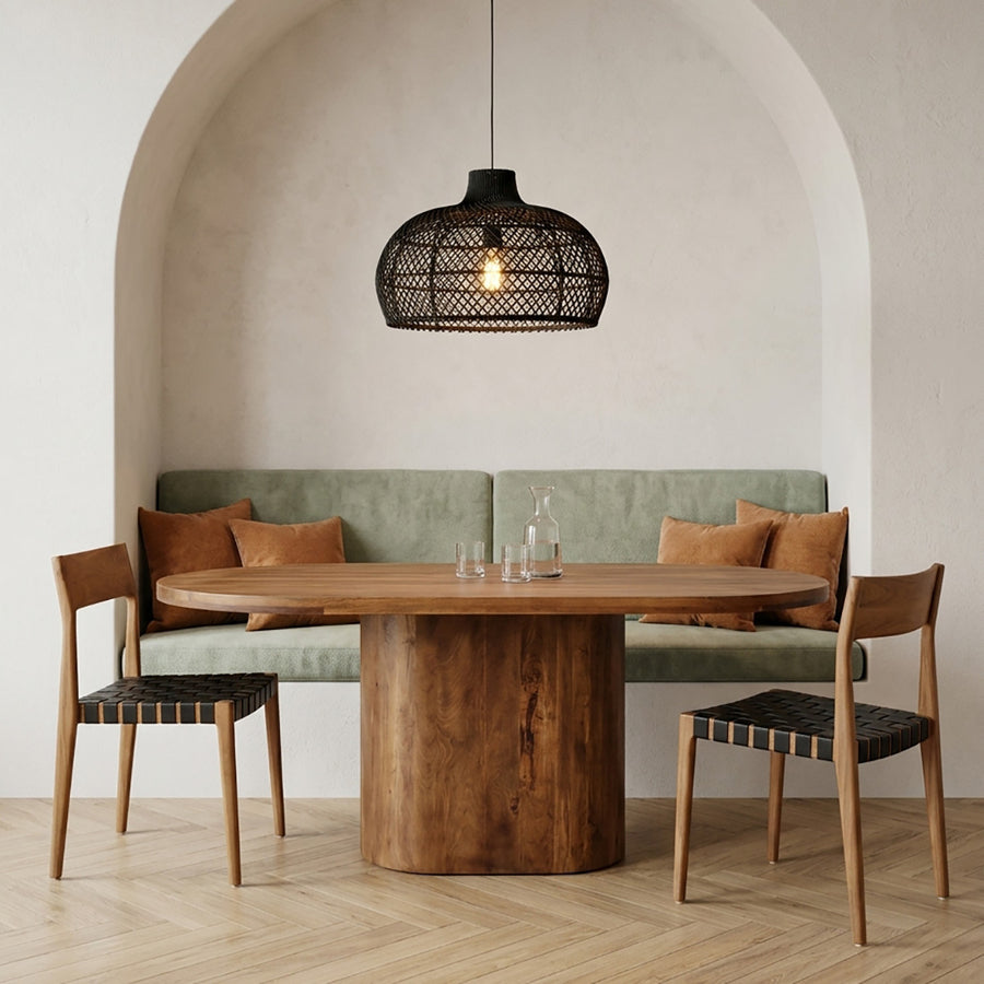 Bullnose Oblong mangohouten eettafel ovaal 200 cm