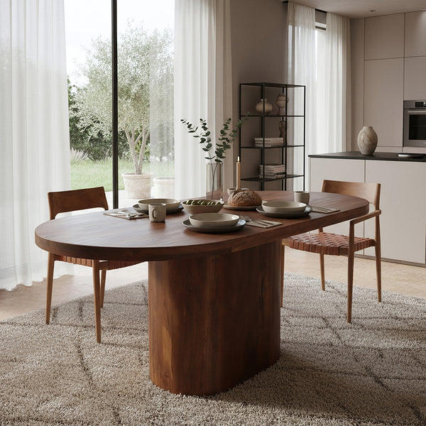Bullnose Oblong mangohouten eettafel ovaal 240 cm
