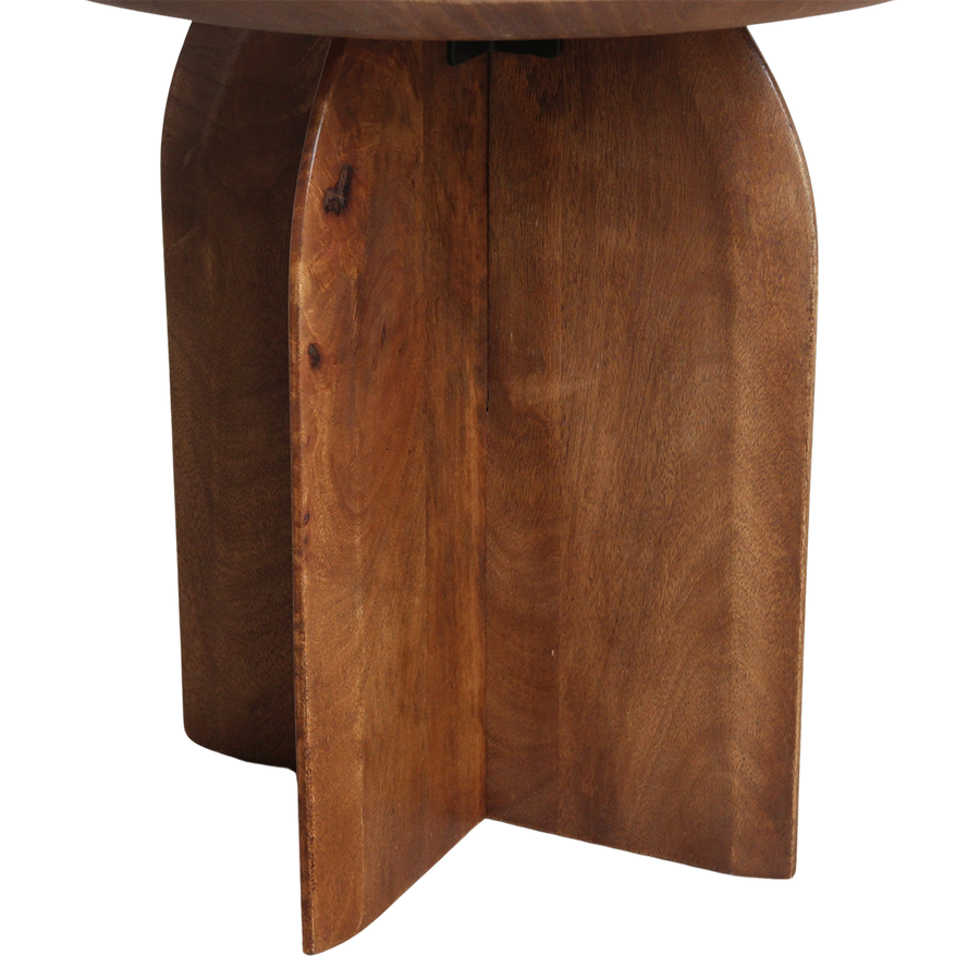 Bullnose mangohouten bijzettafel cross Ø 50 cm