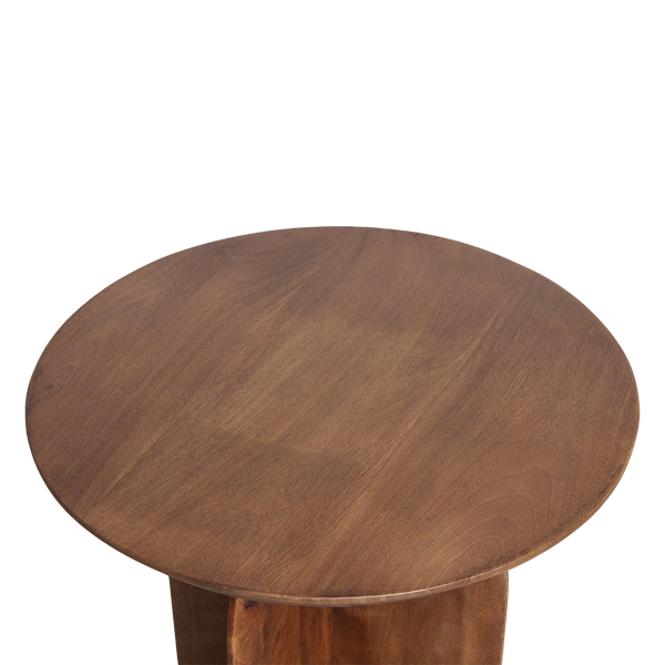 Bullnose mangohouten bijzettafel cross Ø 50 cm