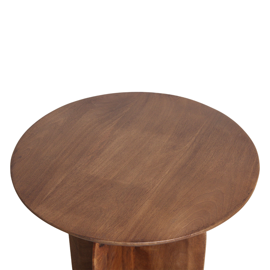Bullnose mangohouten bijzettafel cross Ø 50 cm