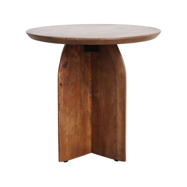 Bullnose mangohouten bijzettafel cross Ø 50 cm