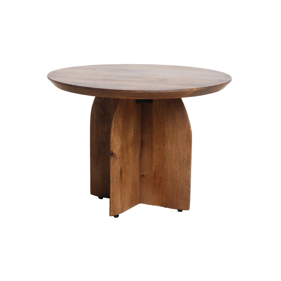 Bullnose mangohouten bijzettafel cross Ø 55 cm