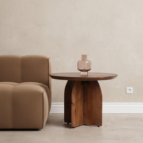 Bullnose mangohouten bijzettafel cross Ø 55 cm