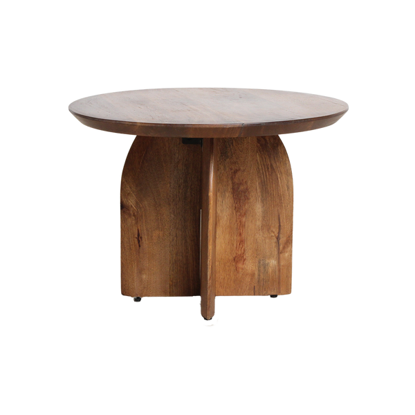 Bullnose mangohouten bijzettafel cross Ø 55 cm