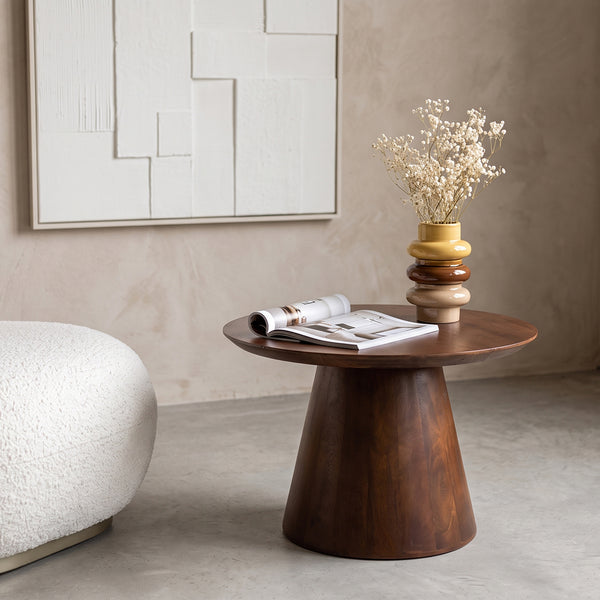 Bullnose mangohouten bijzettafel cone Ø 55 cm