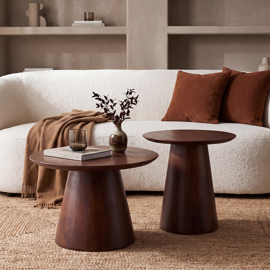 Bullnose mangohouten bijzettafel cone Ø 55 cm