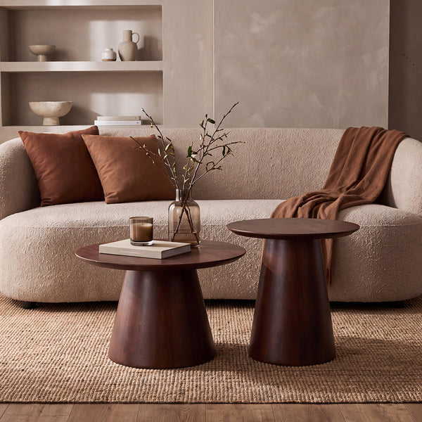 Bullnose mangohouten bijzettafel cone Ø 55 cm