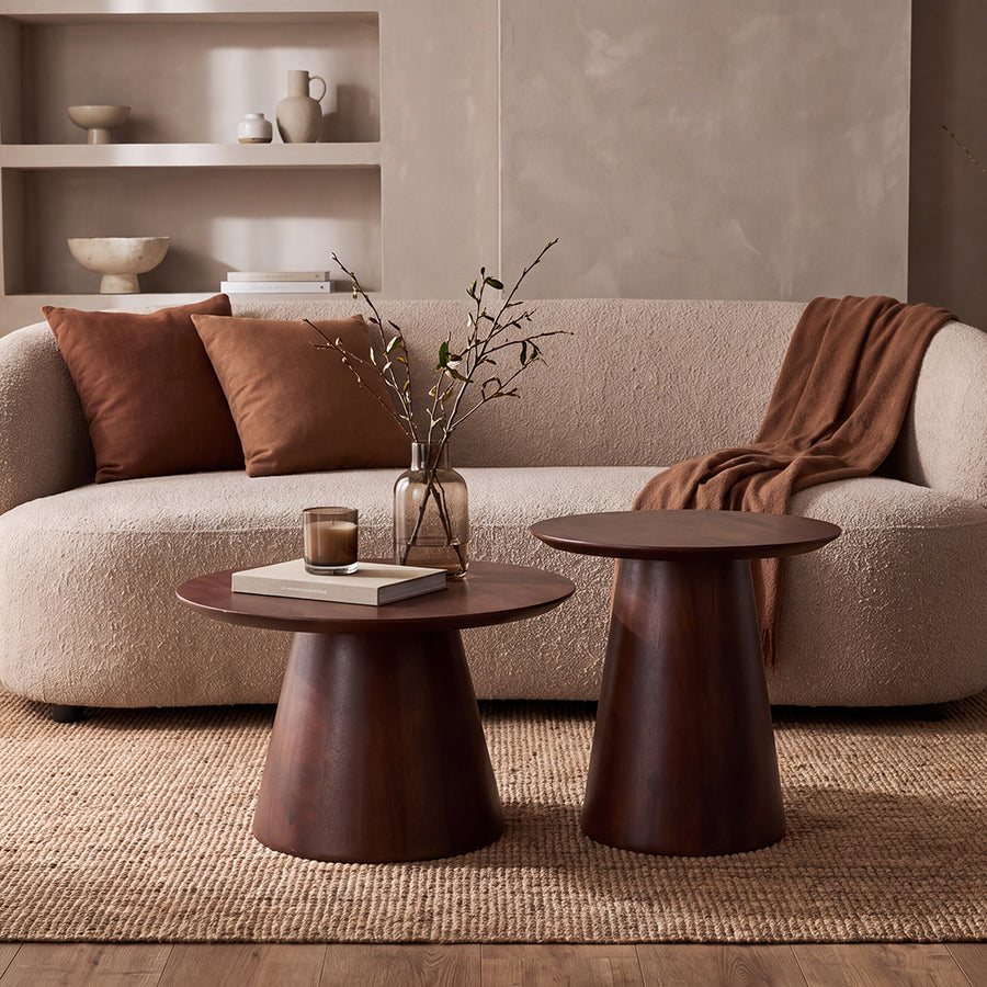 Bullnose mangohouten bijzettafel cone Ø 55 cm