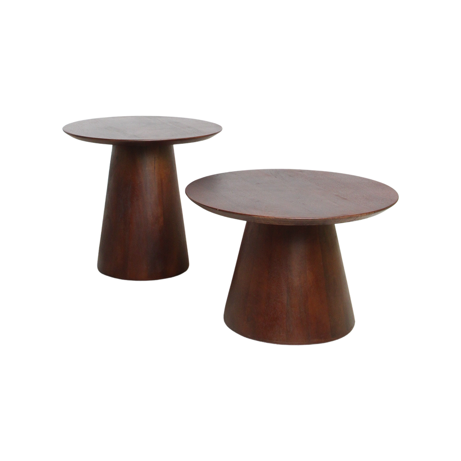 Bullnose mangohouten bijzettafel cone Ø 55 cm