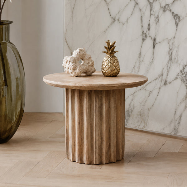 Bullnose bijzettafel reversed naturel Ø 55 cm