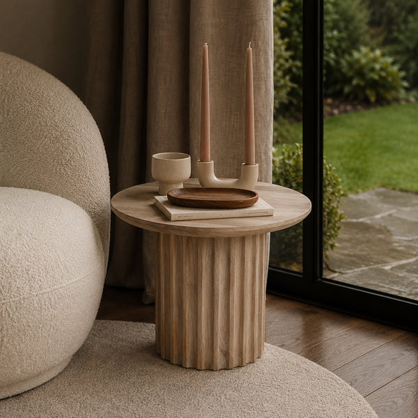 Bullnose bijzettafel reversed naturel Ø 55 cm