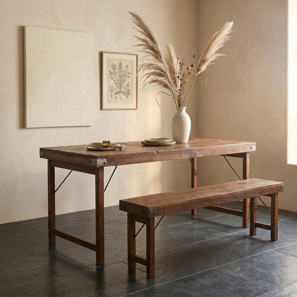 Inklapbare vintage eettafel Gerecycled hout 165x75x76 cm