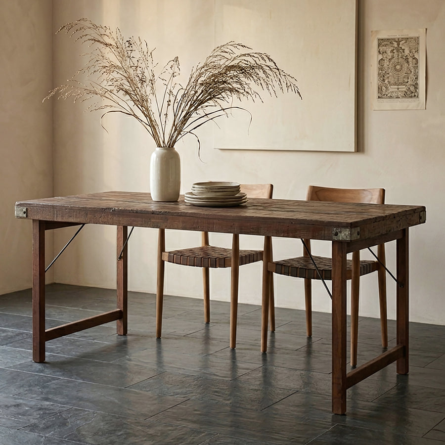 Inklapbare vintage eettafel Gerecycled hout 165x75x76 cm