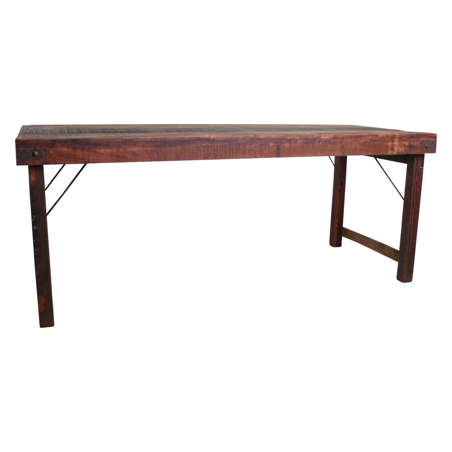 Inklapbare vintage eettafel XL Gerecycled hout 190x80x76 cm