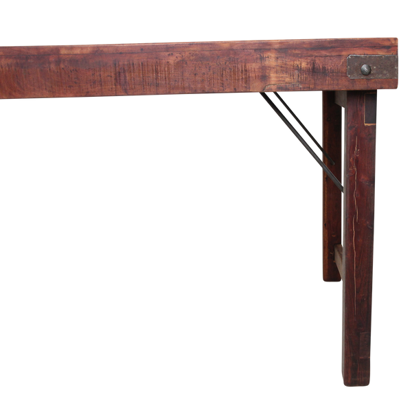 Inklapbare vintage eettafel XL Gerecycled hout 190x80x76 cm