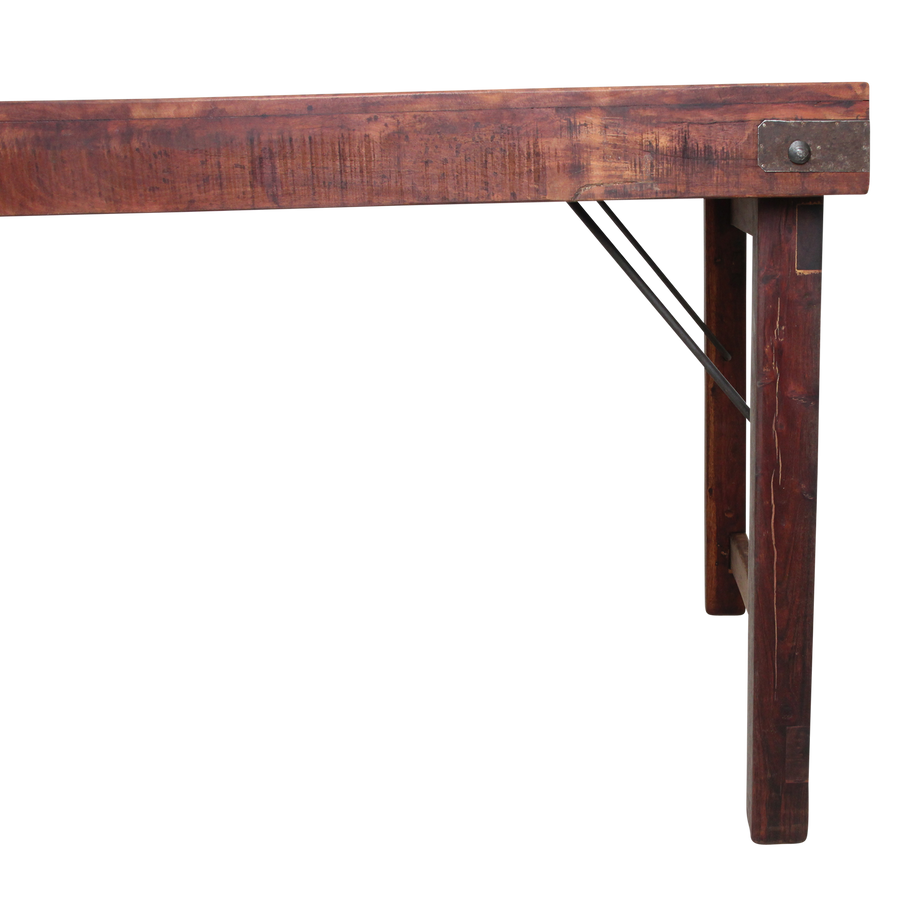 Inklapbare vintage eettafel XL Gerecycled hout 190x80x76 cm
