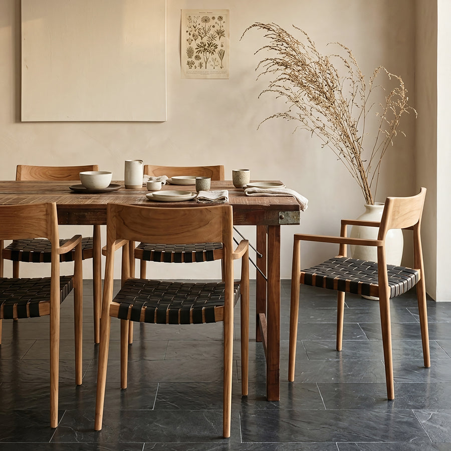 Inklapbare vintage eettafel XL Gerecycled hout 190x80x76 cm