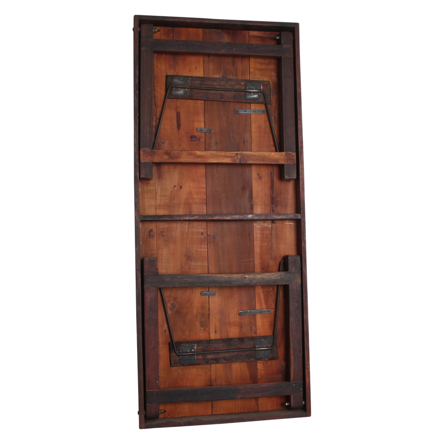 Inklapbare vintage eettafel XL Gerecycled hout 190x80x76 cm