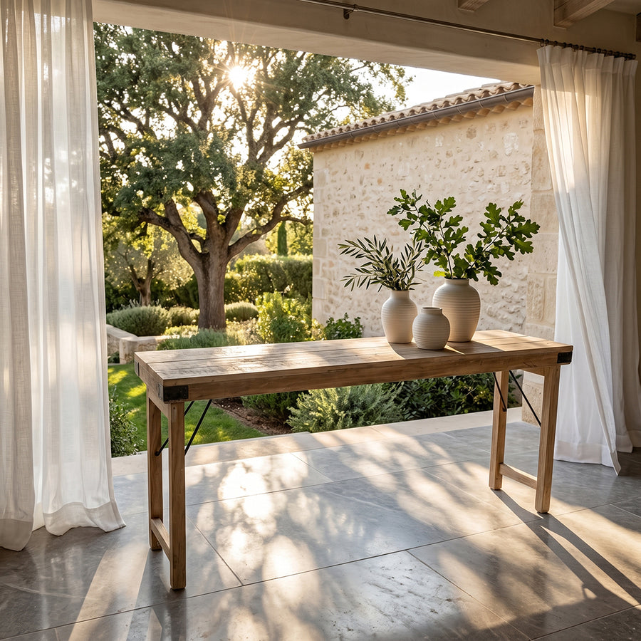 Limewash opklapbare wandtafel/console tafel 170x40x76 cm